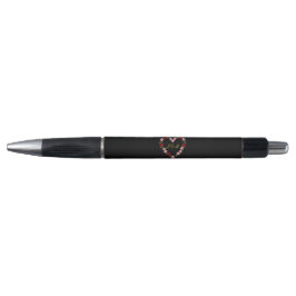 Bolígrafo Noir avec un cœur floral rose et rouge