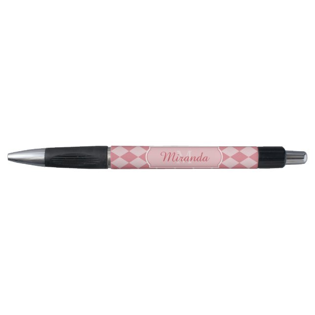 Bolígrafo Nombre de la oficina del monograma rosa preppy Arg (Anverso)