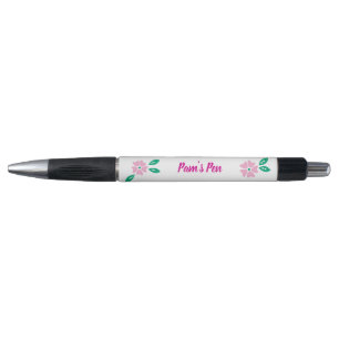 Bolígrafo Nombre floral rosa suave moderno