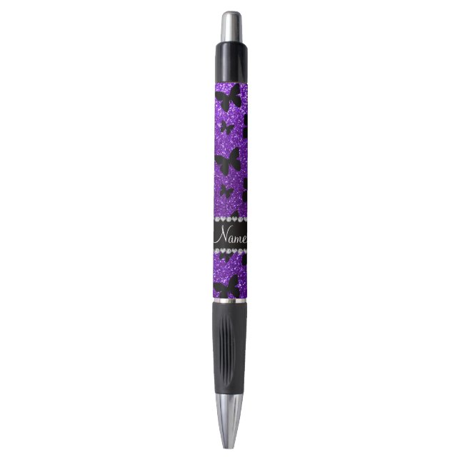 Bolígrafo Nombre personalizado indigo purpurina morado marip (Frente vertical)
