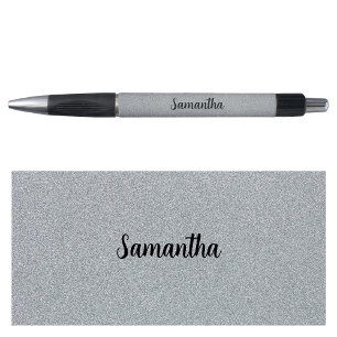 Bolígrafo Nombre personalizado Purpurina gris plateado