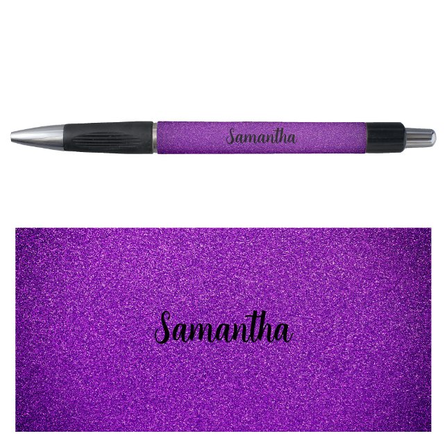 Bolígrafo Nombre personalizado Purpurina púrpura (Personalized Name Purple Glitter Pen)