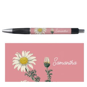 Bolígrafo Nombre personalizado Vintage Daisy Rubor Guión ros