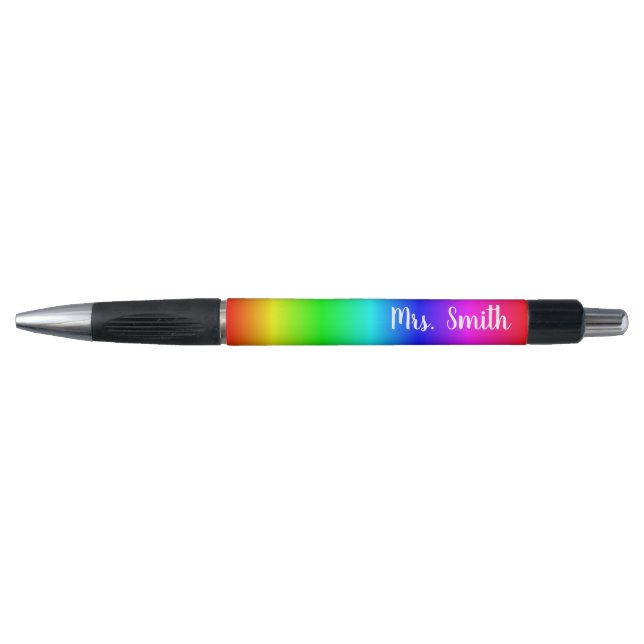 Bolígrafo Ombre arcoiris multicolor brillante personalizado (Anverso)