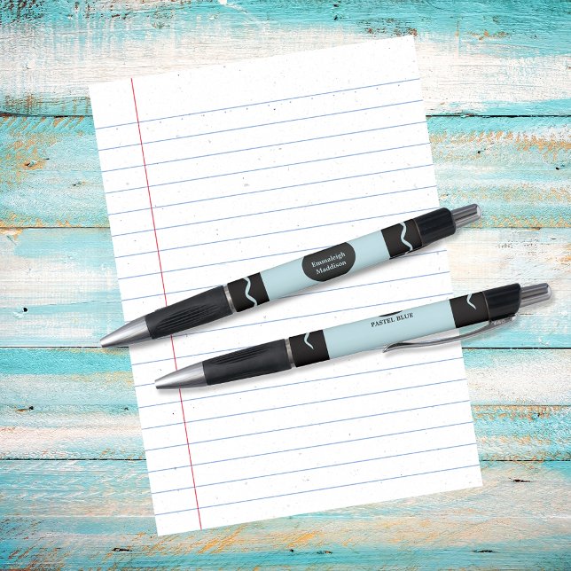 Bolígrafo Pastel Blue Crayon Wrap Monogram Name (Subido por el creador)