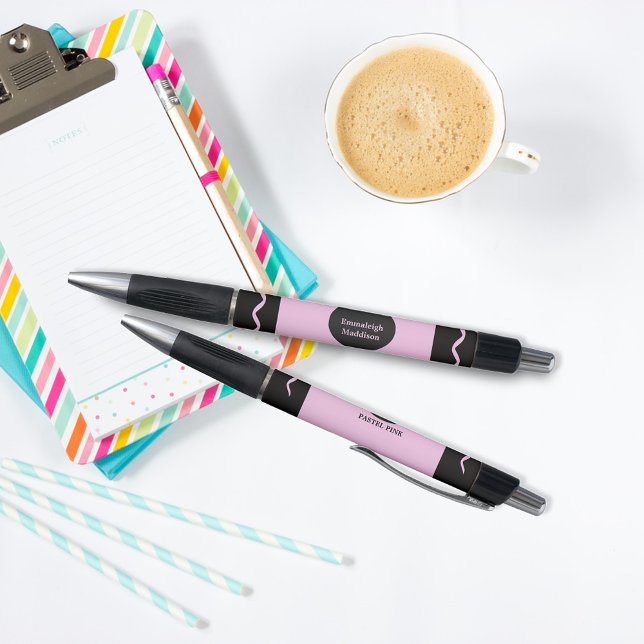 Bolígrafo Pastel Pink Crayon Wrap Monogram Name (Subido por el creador)