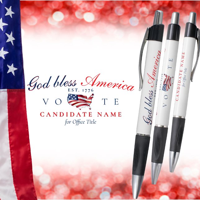 Bolígrafo Patriotic God Bless America 250 Semiquincentennial (God Bless America 250 Semiquincentennial Patriotic Custom Keepsake Campaign Donors Volunteers Staff)