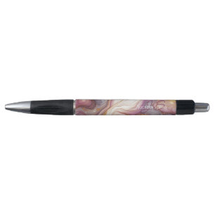Bolígrafo Patrón de arte de mármol blanco morado oscuro