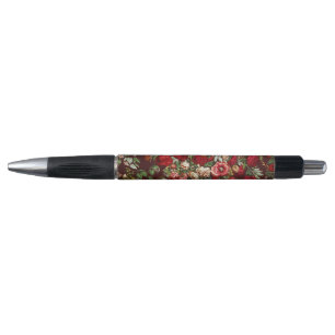 Bolígrafo Patrón de cinta floral de rosa victoriana borgoña