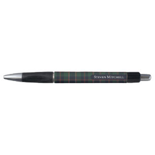 Bolígrafo Patrón de Cuadro Escocés Clásico Azul Oscuro Rojo