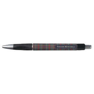 Bolígrafo Patrón de Cuadro Escocés Clásico Azul Oscuro Rojo