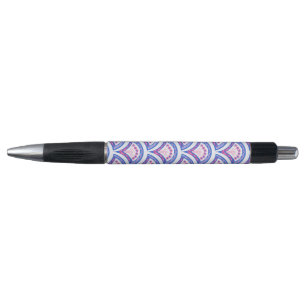 Bolígrafo patrón de damasco floral azul
