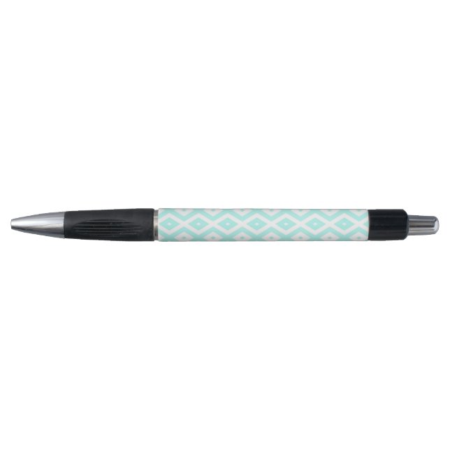 Bolígrafo Patrón de diamante blanco y turquesa (Anverso)