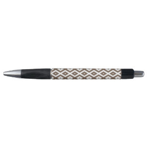 Bolígrafo Patrón de diamante marrón y blanco taupe
