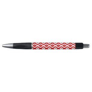 Bolígrafo Patrón de diamante rojo y blanco