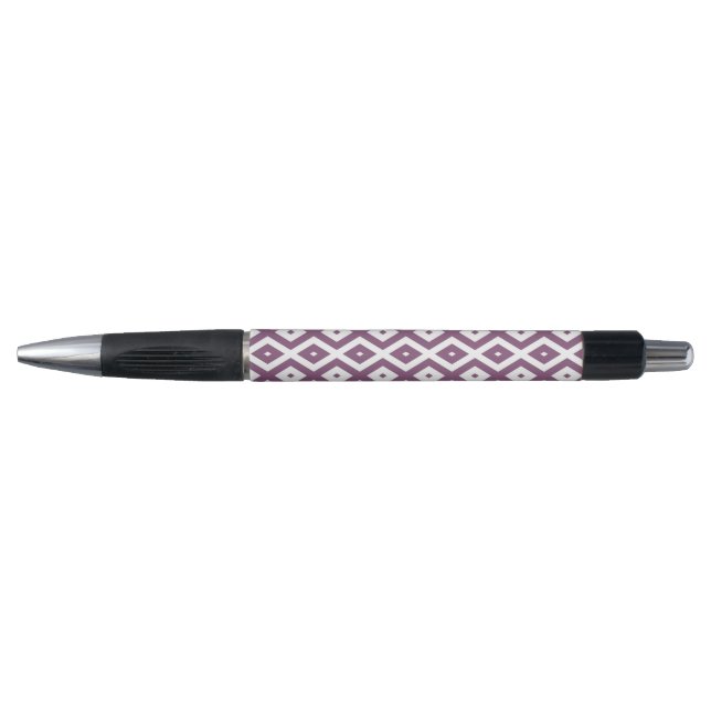 Bolígrafo Patrón de diamantes malva y blanco (Anverso)