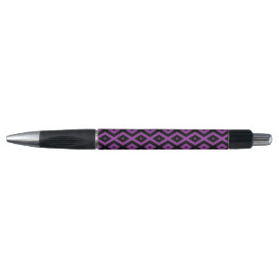 Bolígrafo Patrón de diamantes morado y negro