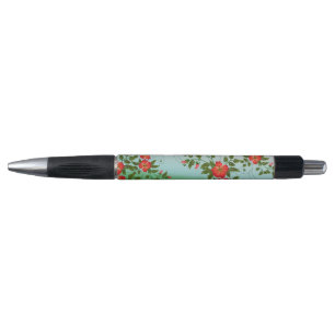 Bolígrafo Patrón de flores rojas y verdes