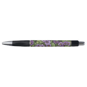 Bolígrafo Patrón de flores violetas africanas