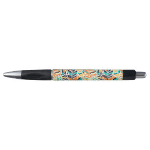 Bolígrafo Patrón de hojas boho colorido lindo