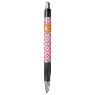 Bolígrafo Patrón de Ikat de diamante rosado monogramado