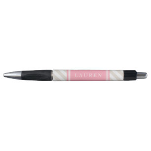 Bolígrafo Patrón de líneas personalizadas Beige y rayas rosa