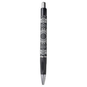 Bolígrafo Patrón de Mandala Monocromo Blanco y Negro
