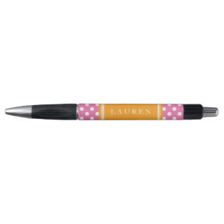 Bolígrafo Patrón de puntos de polka rosa y Naranja personali