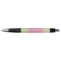 Patrón de puntos de polka verde y rosa personaliza