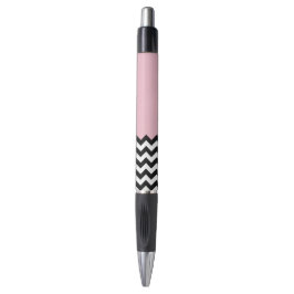 Bolígrafo Patrón de zigzag negro y blanco, chevron, rosa
