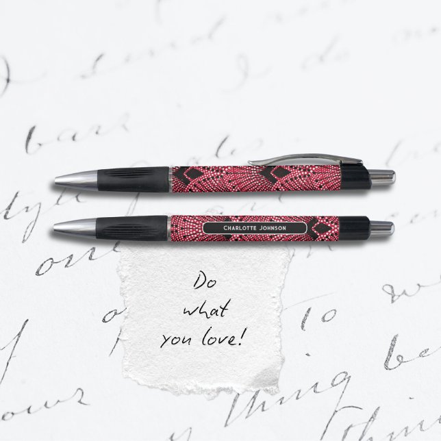 Bolígrafo Patrón elegante Art Deco Rojo Blanco Peacock (Elegant Art Deco Red Black White Peacock Pattern Pen ©Susanne Sachers - Sunny Mind 🌞)