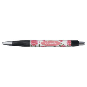 Bolígrafo Patrón floral botánico rosa rosa de color de agu
