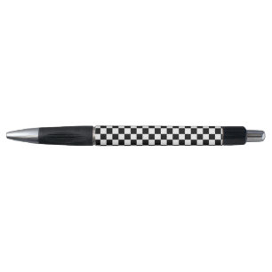 Bolígrafo Patrón negro y blanco de ajedrez negro