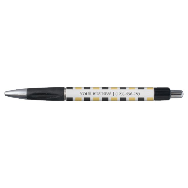 Bolígrafo Patrón rayado amarillo personalizado (Anverso)