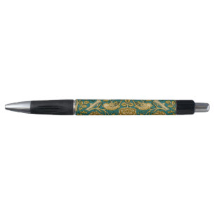 Bolígrafo Patrón Rosa Tudor de William Morris Azul Dorado