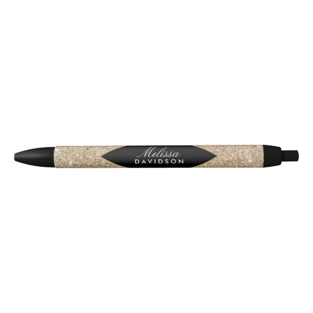 Bolígrafo personalizado de Purpurina de oro y glam (Anverso)