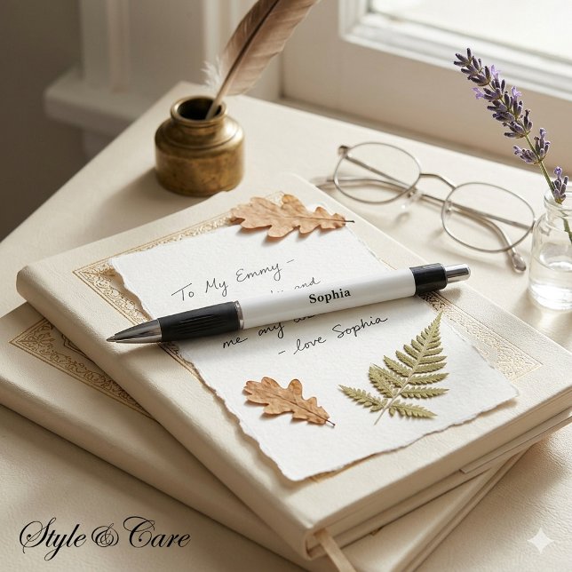 Bolígrafo Personalizado Emmy Negro Blanco para Esc (Personalized Black White Emmy Writing Pen)