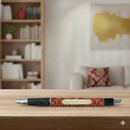 Bolígrafo Personalized Crimson Gold Damask Pattern