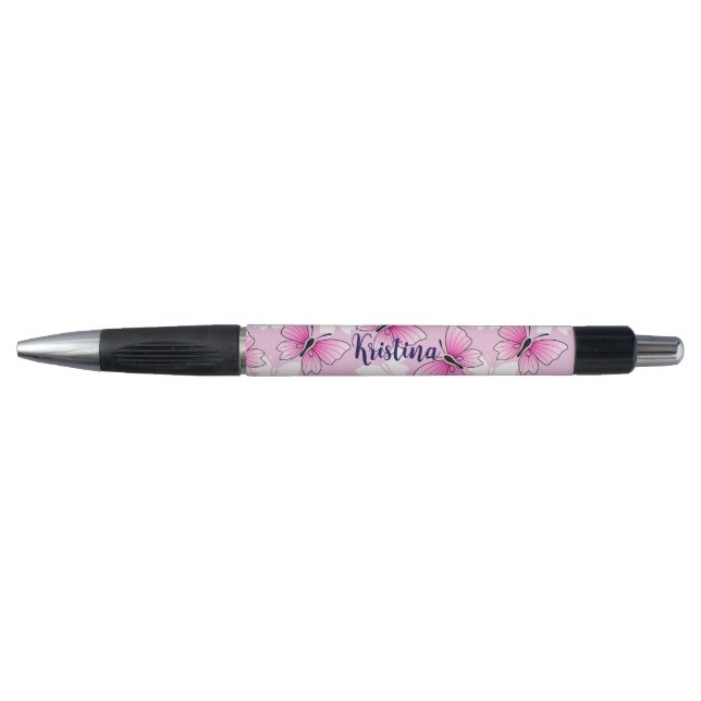 Bolígrafo Personalized Pink Butterfly Cute Kawaii Pen (Anverso)