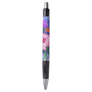 Bolígrafo Pluma con Gerberas de tres colores