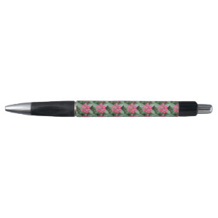 Bolígrafo Pluma de flores tropicales rosa brillante
