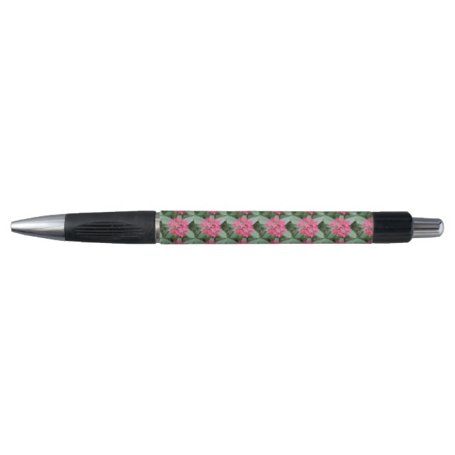 Bolígrafo Pluma de flores tropicales rosa brillante (Anverso)