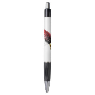 Bolígrafo Pluma de plumas rojas con nido de oro