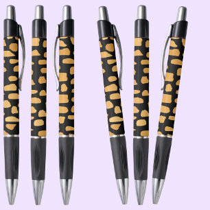 Bolígrafo Pluma        de tinta negra de patrón dorado