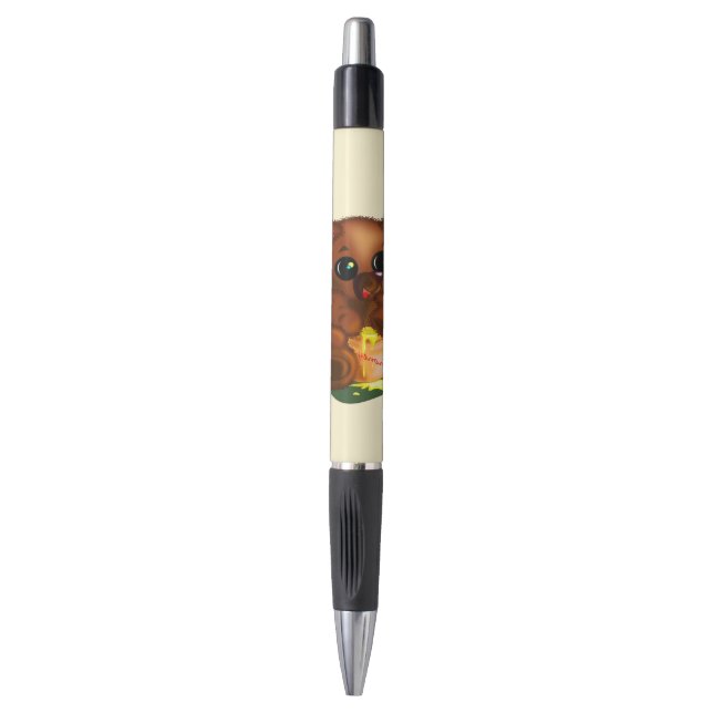 Bolígrafo Pluma divertida con oso bebé (Frente vertical)