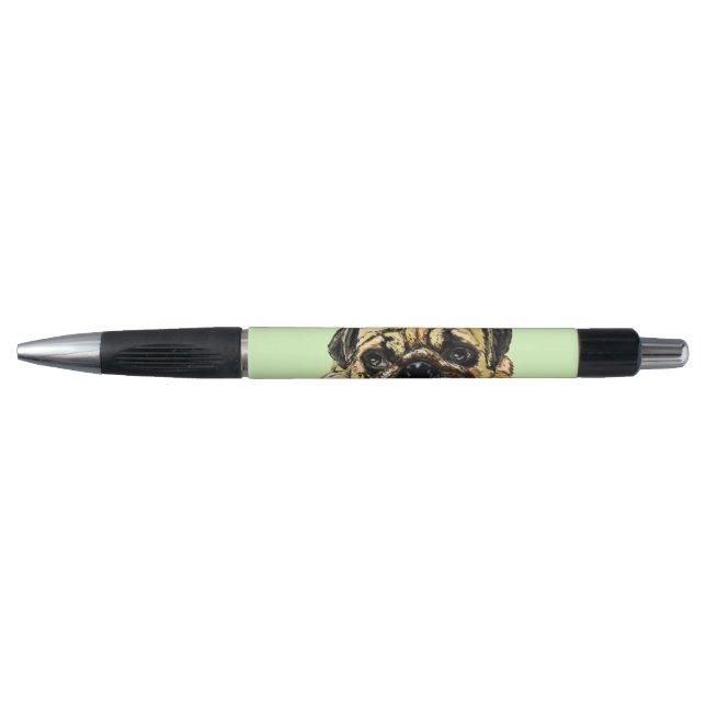 Bolígrafo Pluma divertida con Perro Pug (Anverso)