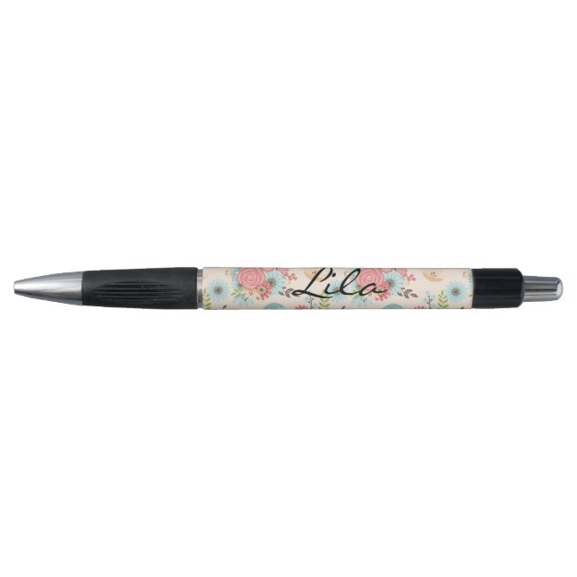 Bolígrafo Pluma floral personalizada (Anverso)