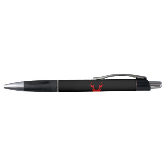 Bolígrafo Pluma negra con logo rojo y blanco (Parte superior)