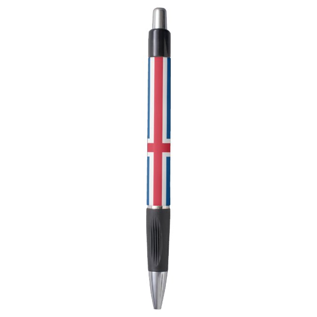 Bolígrafo Pluma patriótica con bandera de Islandia (Frente vertical)