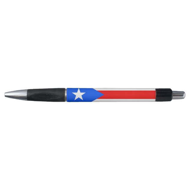 Bolígrafo Pluma Patriótica con bandera de Puerto Rico, Estad (Anverso)